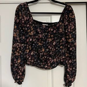 Abercrombie & Fitch Floral Black Blouse